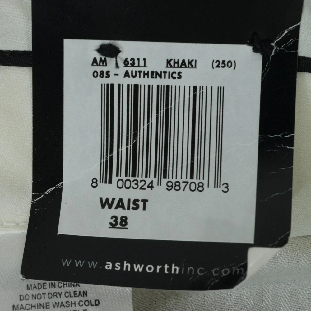 Ashworth Golf Shorts Mens 38x9.5 Khaki‎ Fore-Give Comfort Pleated Authentics New